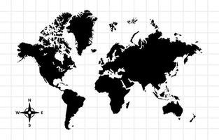 enkel svart och vit värld Karta bakgrund vektor