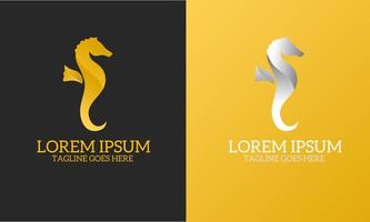 Vorlage Logo Seepferdchen elegant golden vektor