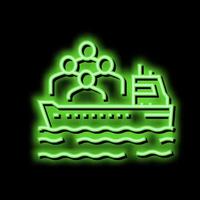 Schiff Transport Flüchtling Neon- glühen Symbol Illustration vektor