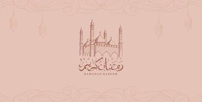 Ramadan Kareem mit Hand gezeichneten islamischen Ornament Illustration Hintergrund vektor