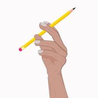 Hand hält gelben Stift vektor