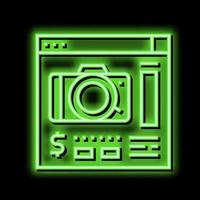 Foto kamera affär avdelning neon glöd ikon illustration vektor