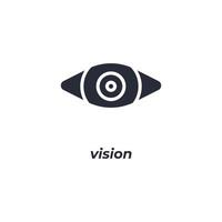 Vektor Zeichen Vision Symbol ist isoliert auf ein Weiß Hintergrund. Symbol Farbe editierbar.