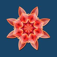Dies ist ein polygonales Muster. Dies ist ein rotes geometrisches Mandala. asiatisches Blumenmuster. vektor