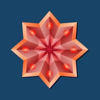 detta är ett månghörnigt mönster. detta är en röd geometrisk mandala. asiatisk blommönster. vektor