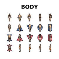 kropp mänsklig anatomi figur ikoner uppsättning vektor