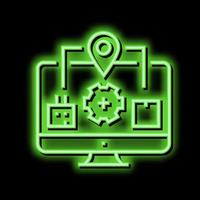 Produktion zu Klient Logistik Prozess Neon- glühen Symbol Illustration vektor