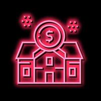 uthyrning hus byggnad neon glöd ikon illustration vektor