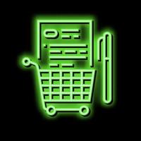 Kauf und Unterzeichnung Zustimmung Logistik Dienstleistungen Neon- glühen Symbol Illustration vektor