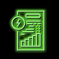 Rechnung dokumentieren von Energie Speichern Neon- glühen Symbol Illustration vektor