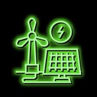 Solar- Panel Energie Speichern Neon- glühen Symbol Illustration vektor