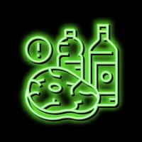 Fleisch, Fett Öl ungesund Produkte zum Gicht Krankheit Neon- glühen Symbol Illustration vektor