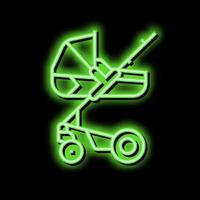 Kinderwagen Tragetasche Baby Neon- glühen Symbol Illustration vektor