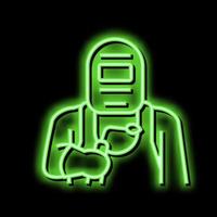 svetsare arbetstagare neon glöd ikon illustration vektor