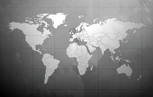 svart och vit värld Karta bakgrund vektor
