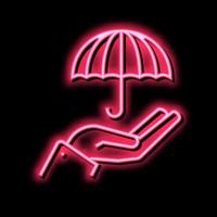 Regenschirm auf Hand Regen Schutz Neon- glühen Symbol Illustration vektor