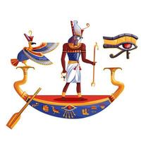 uralt Ägypten Sonne Gott ra oder Horus im Boot vektor