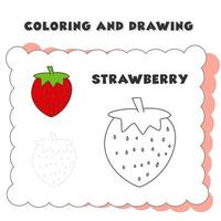 Mal- und Malbuchelement Erdbeere. Zeichnung einer Erdbeere für die Kindererziehung vektor