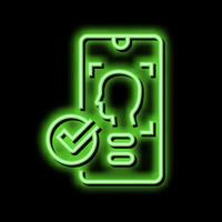 Smartphone entsperrt mit Gesicht Ich würde Neon- glühen Symbol Illustration vektor