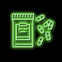 Anästhesie Drogen Tabletten und Container Neon- glühen Symbol Illustration vektor