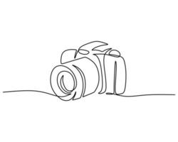 Hand Zeichnung Single einer Linie von Digital Kamera auf Weiß Hintergrund. vektor