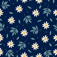 daisy blomma sömlös mönster isolerat på blå bakgrund. vektor