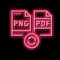 Konvertieren png zu pdf Datei Neon- glühen Symbol Illustration vektor