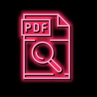 Forschung pdf Datei dokumentieren Neon- glühen Symbol Illustration vektor