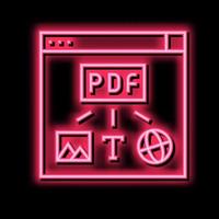 Bild, Text und Netz Seite? ˅ Seite zu pdf Datei Neon- glühen Symbol Illustration vektor