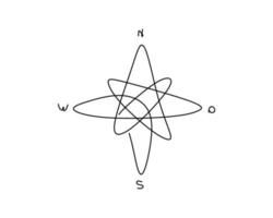 Hand Zeichnung Single einer Linie von Kompass, isoliert auf Weiß Hintergrund. vektor