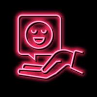 Lycklig klient recension neon glöd ikon illustration vektor