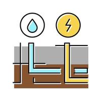 Gebäudeentwässerung und Strom Farbe Symbol Vektor Illustration