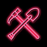 Schaufel und Hacke Neon- glühen Symbol Illustration vektor