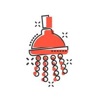 Duschschild-Symbol im Comic-Stil. badezimmer wasser gerät vektor cartoon illustration auf weißem hintergrund isoliert. Geschäftskonzept-Splash-Effekt waschen.