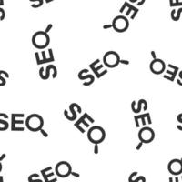 SEO Analytik Symbol nahtlos Muster Hintergrund. Sozial Medien Vektor Illustration auf Weiß isoliert Hintergrund. Suche Analyse Geschäft Konzept.