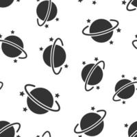 Saturn Symbol nahtlos Muster Hintergrund. Planet Vektor Illustration auf Weiß isoliert Hintergrund. Galaxis Raum Geschäft Konzept.