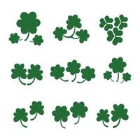 uppsättning av vitklöver tur- klöver st. patricks dag klöver irländsk vector.four blad linjär Semester symbol. design element för klistermärke, logotyp, ikon, t-shirt, banderoller, grafik. vektor