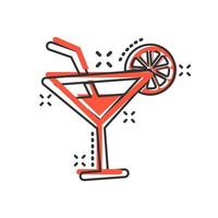 Alkohol-Cocktail-Symbol im Comic-Stil. Getränkglasvektor-Karikaturillustration auf weißem lokalisiertem Hintergrund. Martini Liquid Geschäftskonzept Splash-Effekt. vektor