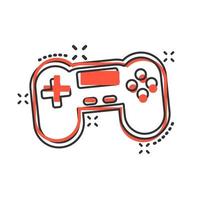 joystick tecken ikon i komisk stil. gamepad vektor tecknad serie illustration på vit isolerat bakgrund. gaming trösta kontrollant företag begrepp stänk effekt.