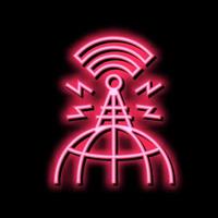 Welt Rundfunk- Nachrichten Antenne Neon- glühen Symbol Illustration vektor