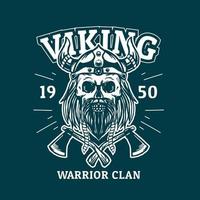 retro design viking skalle logotyp vektor