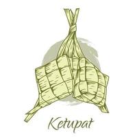 sammansättning av traditionell Ketupat mat vektor