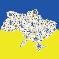 Ukraine Gliederung mit Blumen- Muster vektor