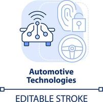 Automobil Technologien Licht Blau Konzept Symbol. biometrisch Technologie Verwendungszweck abstrakt Idee dünn Linie Illustration. isoliert Gliederung Zeichnung. editierbar Schlaganfall vektor