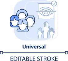 Universal- Licht Blau Konzept Symbol. biometrisch Daten Vorteil abstrakt Idee dünn Linie Illustration. Authentifizierung Schemata. isoliert Gliederung Zeichnung. editierbar Schlaganfall vektor