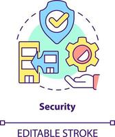 Sicherheit Konzept Symbol. verhindern Fehler. Konkurs Schutz. Zusammenschluss Zielsetzung abstrakt Idee dünn Linie Illustration. isoliert Gliederung Zeichnung. editierbar Schlaganfall vektor