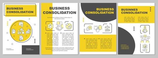 företag konsolidering gul broschyr mall. marknadsföring. folder design med linjär ikoner. redigerbar 4 vektor layouter för presentation, årlig rapporter