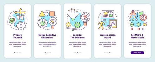 anpassningsförmåga tips onboarding mobil app skärm. omfamning ändringar genomgång 5 steg redigerbar grafisk instruktioner med linjär begrepp. ui, ux, gui mall vektor