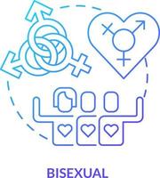 bisexuell Blau Gradient Konzept Symbol. Sexual- Attraktion zu beide Männer und Weibchen. lgbt Mitglied abstrakt Idee dünn Linie Illustration. isoliert Gliederung Zeichnung vektor