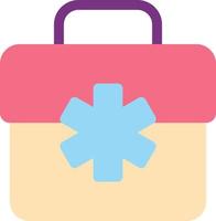 medicinsk väska platt Färg ui ikon. läkare resväska. först hjälpa utrustning. professionell Utrustning. sjukvård. enkel fylld element för mobil app. färgrik fast piktogram. vektor isolerat rgb illustration